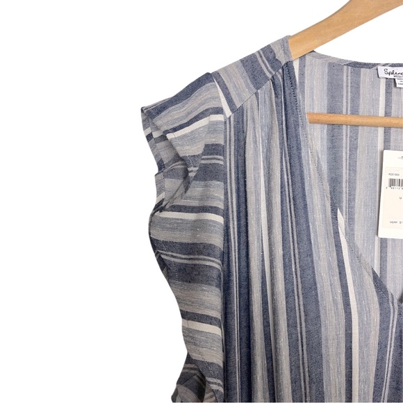 NWT SPLENDID Chambray Multi Stripe Tulip Sleeve Dress - Picture 4 of 9